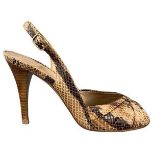 Stuart Weitzman Brown Snakeskin High Heel Slingbacks Size 10